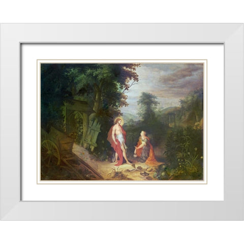 Noli Me Tangere White Modern Wood Framed Art Print with Double Matting by Abraham, Govaerts