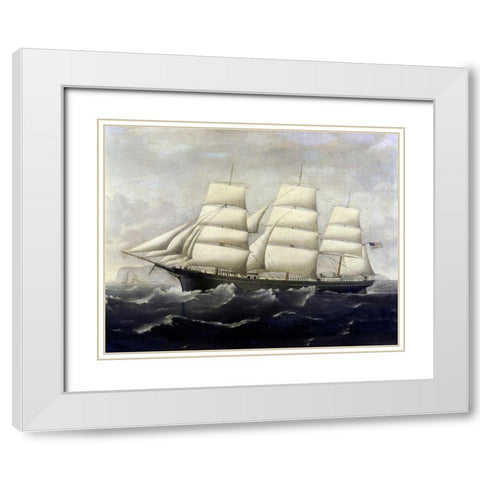 American Clippership White Modern Wood Framed Art Print with Double Matting by Alaster, J.S.