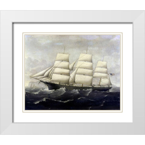 American Clippership White Modern Wood Framed Art Print with Double Matting by Alaster, J.S.