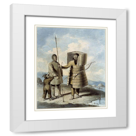 Warrior With a Shield White Modern Wood Framed Art Print with Double Matting by Alexander, William
