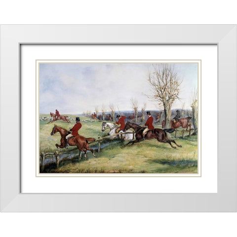 Gone Away White Modern Wood Framed Art Print with Double Matting by Alken, Henry Thomas