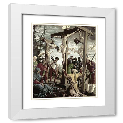 Crucifixion White Modern Wood Framed Art Print with Double Matting by Altdorfer, Albrecht