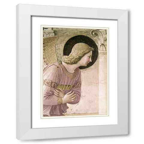 Annunciation - Detail 3 White Modern Wood Framed Art Print with Double Matting by Angelico, Fra