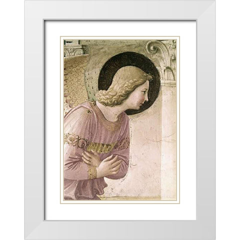Annunciation - Detail 3 White Modern Wood Framed Art Print with Double Matting by Angelico, Fra
