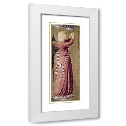 Two Angels - (Detail #2) White Modern Wood Framed Art Print with Double Matting by Angelico, Fra