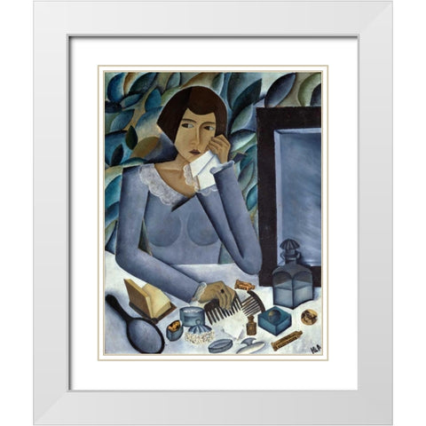 Womans Portrait White Modern Wood Framed Art Print with Double Matting by Annenkov, Jurij Pavlovic