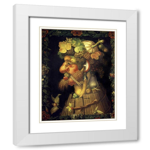 Autumn White Modern Wood Framed Art Print with Double Matting by Arcimboldo, Giuseppe