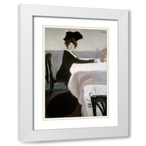 Breakfast White Modern Wood Framed Art Print with Double Matting by Bakst, Leon