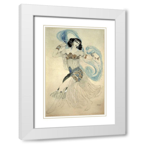 Dance of The Seven Veils - Salome White Modern Wood Framed Art Print with Double Matting by Bakst, Leon