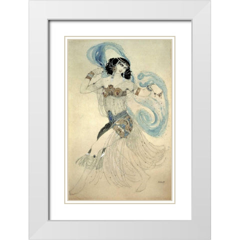 Dance of The Seven Veils - Salome White Modern Wood Framed Art Print with Double Matting by Bakst, Leon