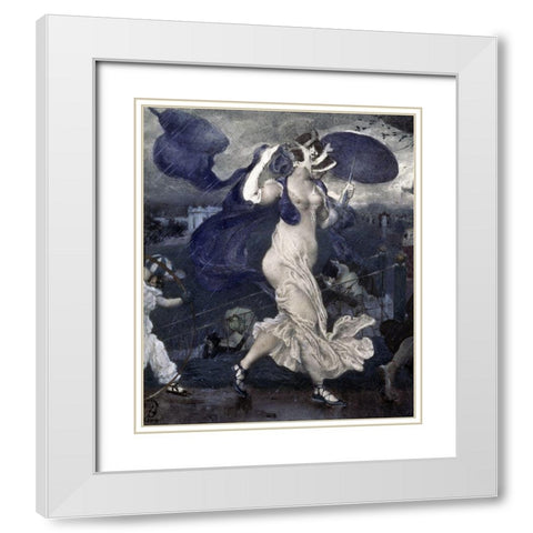 Downpour White Modern Wood Framed Art Print with Double Matting by Bakst, Leon