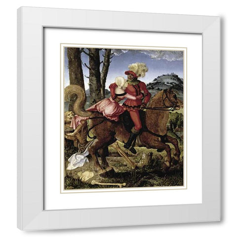Knight Young Girl and Death White Modern Wood Framed Art Print with Double Matting by Grien, Hans Baldung