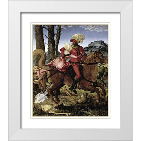 Knight Young Girl and Death White Modern Wood Framed Art Print with Double Matting by Grien, Hans Baldung