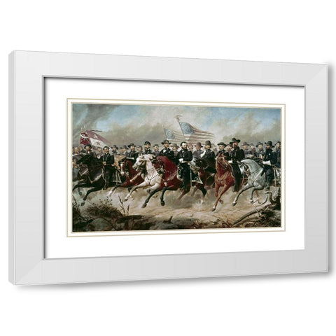 Grant and His Generals White Modern Wood Framed Art Print with Double Matting by Balling, Peter Hansen