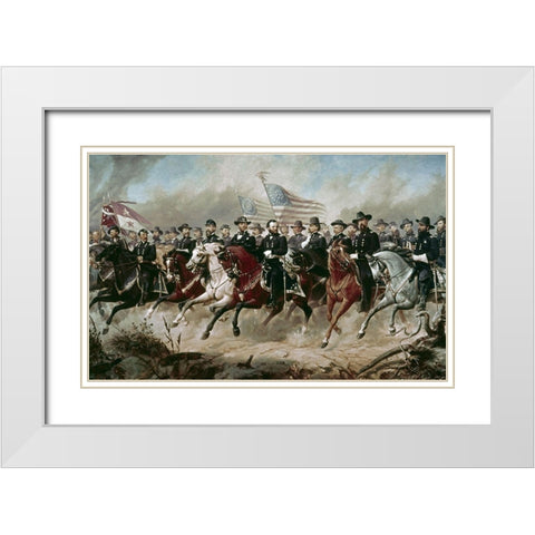 Grant and His Generals White Modern Wood Framed Art Print with Double Matting by Balling, Peter Hansen