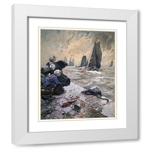 Fishermens Wives White Modern Wood Framed Art Print with Double Matting by Von Bartels, Hans
