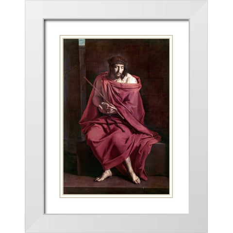 Ecce Homo White Modern Wood Framed Art Print with Double Matting by Bartolommeo, Fra