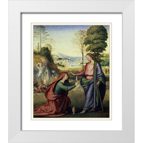 Noli Me Tangere White Modern Wood Framed Art Print with Double Matting by Bartolommeo, Fra