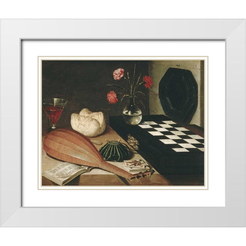 Still Life with a Chess-Board White Modern Wood Framed Art Print with Double Matting by Baugin, Lubin
