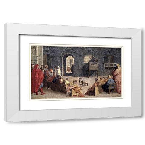 San Bernardino of Siena Preaching White Modern Wood Framed Art Print with Double Matting by Beccafumi, Domenico