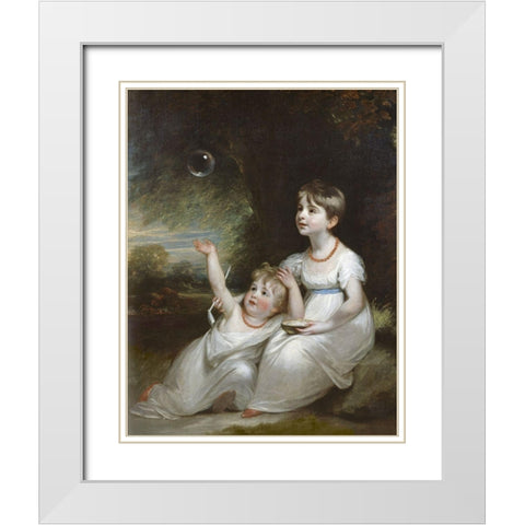 Giorgiana and Anna Waller White Modern Wood Framed Art Print with Double Matting by Beechey, William