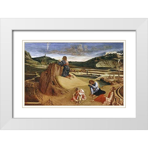 Agony In The Garden White Modern Wood Framed Art Print with Double Matting by Bellini, Giovanni