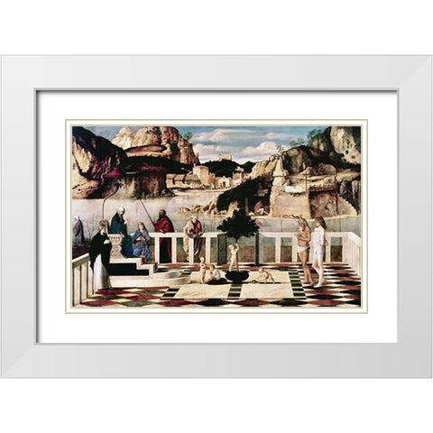Allegory White Modern Wood Framed Art Print with Double Matting by Bellini, Giovanni