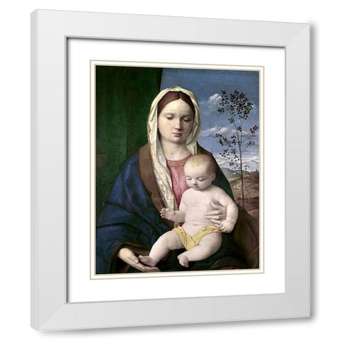 Madonna and Child #2 White Modern Wood Framed Art Print with Double Matting by Bellini, Giovanni