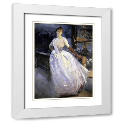 Madame Roger Jourdain White Modern Wood Framed Art Print with Double Matting by Besnard, Albert