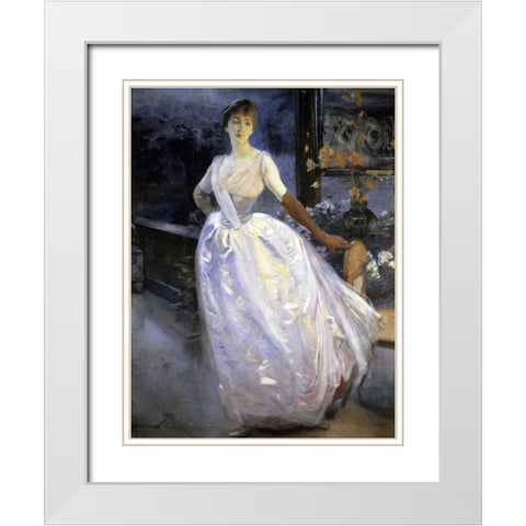 Madame Roger Jourdain White Modern Wood Framed Art Print with Double Matting by Besnard, Albert