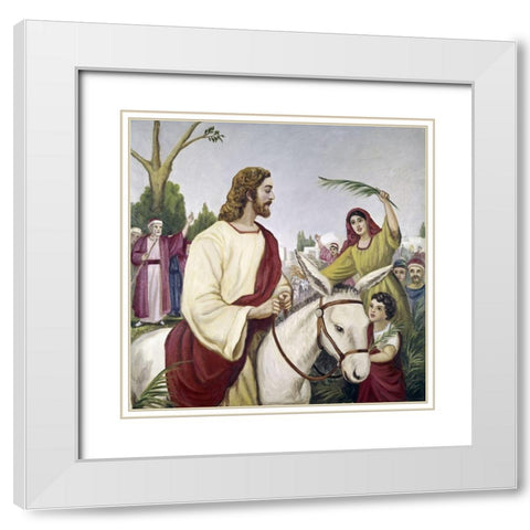 Entry Into Jerusalem White Modern Wood Framed Art Print with Double Matting by Bianchini, Vittorio