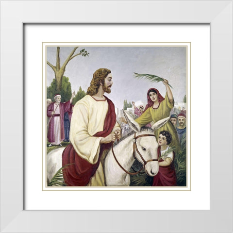 Entry Into Jerusalem White Modern Wood Framed Art Print with Double Matting by Bianchini, Vittorio