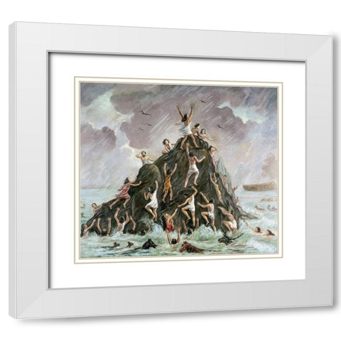 People Engulfed By The Flood White Modern Wood Framed Art Print with Double Matting by Bianchini, Vittorio