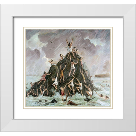 People Engulfed By The Flood White Modern Wood Framed Art Print with Double Matting by Bianchini, Vittorio