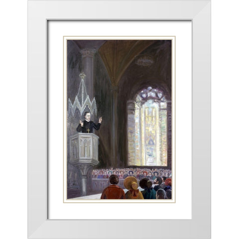 Rev. Hecker and The Intellectual Revival White Modern Wood Framed Art Print with Double Matting by Bianchini, Vittorio
