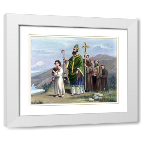 Saint Patrick Journeys To Tara White Modern Wood Framed Art Print with Double Matting by Bianchini, Vittorio
