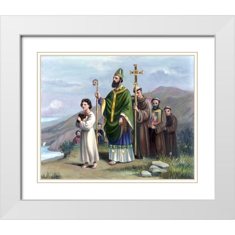 Saint Patrick Journeys To Tara White Modern Wood Framed Art Print with Double Matting by Bianchini, Vittorio