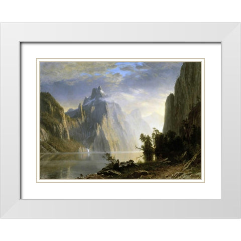 A Lake in the Sierra Nevada White Modern Wood Framed Art Print with Double Matting by Bierstadt, Albert