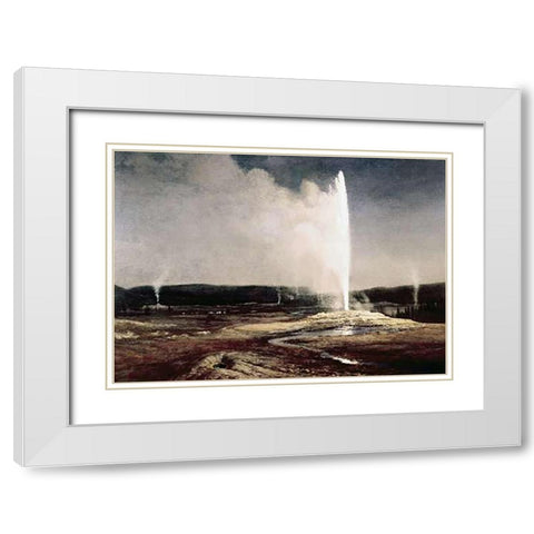 Geysers in Yellowstone Park White Modern Wood Framed Art Print with Double Matting by Bierstadt, Albert