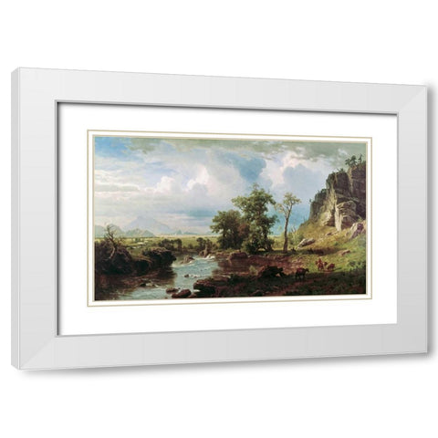 Platte River White Modern Wood Framed Art Print with Double Matting by Bierstadt, Albert