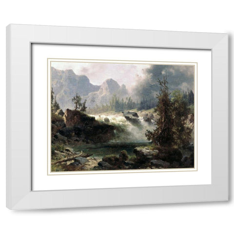 Rocky Mountain Stream White Modern Wood Framed Art Print with Double Matting by Bierstadt, Albert