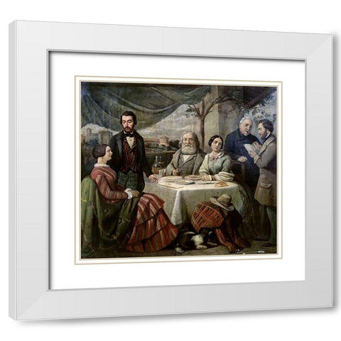 Meeting With Garibaldi White Modern Wood Framed Art Print with Double Matting by Biscarra, Carlo-Felice
