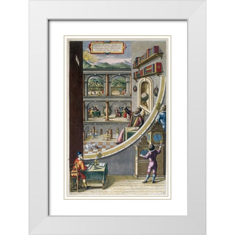 Tycho Brahe and Others With Astronomical Instruments White Modern Wood Framed Art Print with Double Matting by Blaeu, Joan