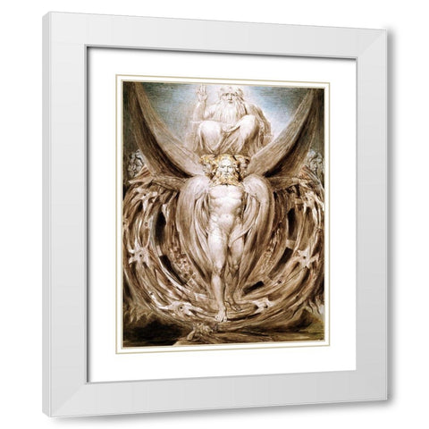 The Whirlwind : Ezekiels Vision White Modern Wood Framed Art Print with Double Matting by Blake, William