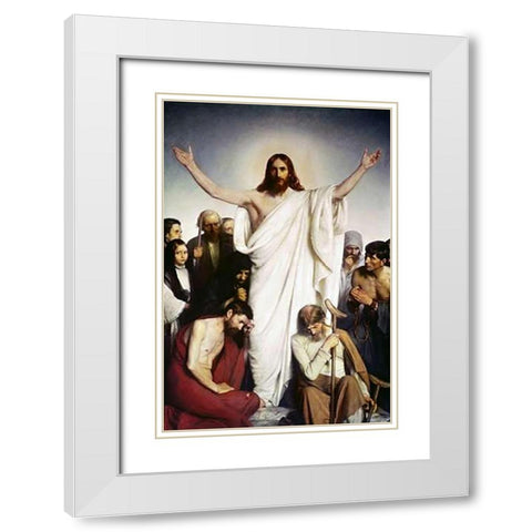 Museumist The Comforter White Modern Wood Framed Art Print with Double Matting by Bloch, Carl