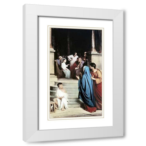 Jesus Found In The Temple White Modern Wood Framed Art Print with Double Matting by Bloch, Carl