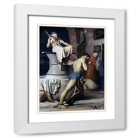 Samson On The Treadmill White Modern Wood Framed Art Print with Double Matting by Bloch, Carl