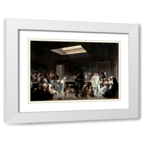 A Game of Billiards White Modern Wood Framed Art Print with Double Matting by Boilly, Louis Leopold