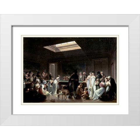 A Game of Billiards White Modern Wood Framed Art Print with Double Matting by Boilly, Louis Leopold