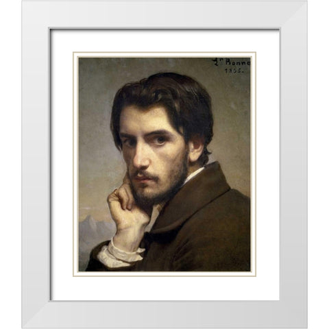 Self-Portrait White Modern Wood Framed Art Print with Double Matting by Bonnat, Leon